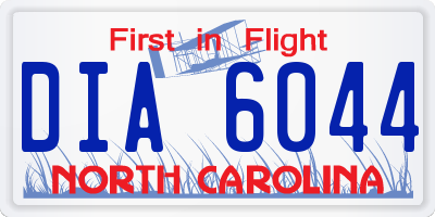 NC license plate DIA6044