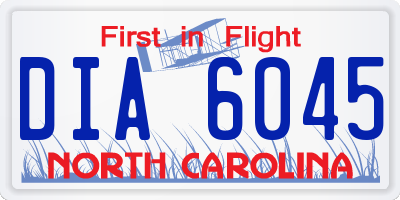 NC license plate DIA6045