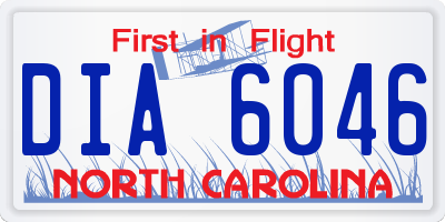 NC license plate DIA6046