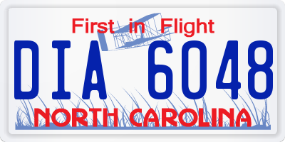 NC license plate DIA6048
