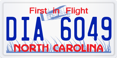 NC license plate DIA6049