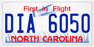 NC license plate DIA6050