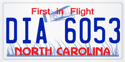 NC license plate DIA6053