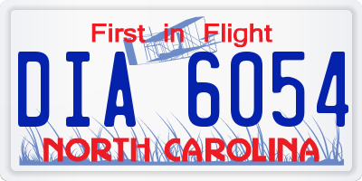 NC license plate DIA6054