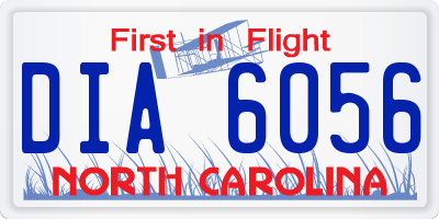 NC license plate DIA6056