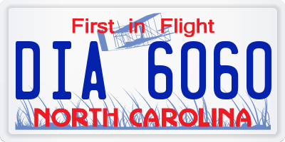 NC license plate DIA6060