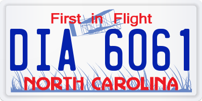 NC license plate DIA6061