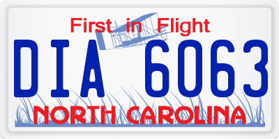 NC license plate DIA6063
