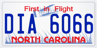 NC license plate DIA6066