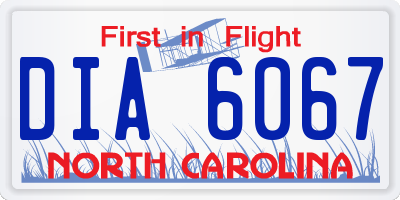 NC license plate DIA6067