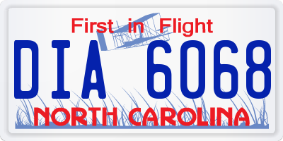 NC license plate DIA6068