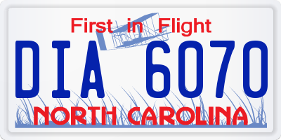 NC license plate DIA6070