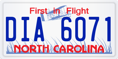 NC license plate DIA6071