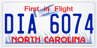 NC license plate DIA6074