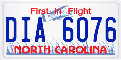 NC license plate DIA6076