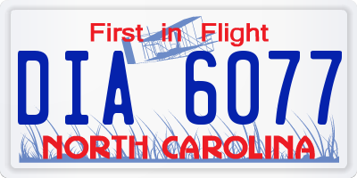 NC license plate DIA6077