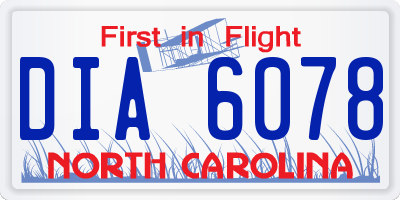 NC license plate DIA6078
