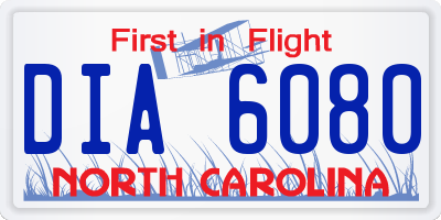 NC license plate DIA6080