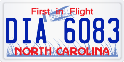 NC license plate DIA6083