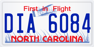NC license plate DIA6084