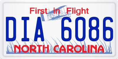 NC license plate DIA6086