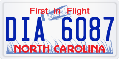 NC license plate DIA6087