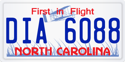 NC license plate DIA6088