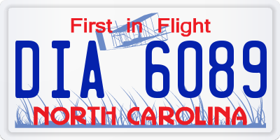 NC license plate DIA6089
