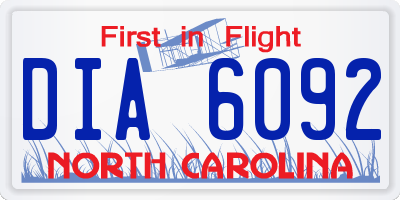 NC license plate DIA6092