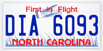 NC license plate DIA6093