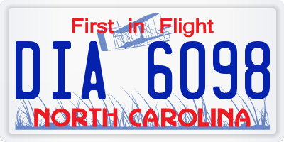 NC license plate DIA6098