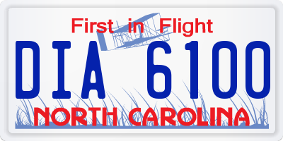 NC license plate DIA6100
