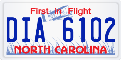 NC license plate DIA6102