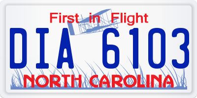 NC license plate DIA6103