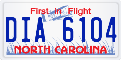 NC license plate DIA6104