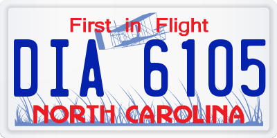 NC license plate DIA6105