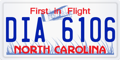 NC license plate DIA6106