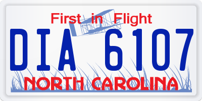 NC license plate DIA6107