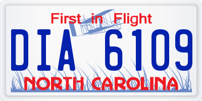 NC license plate DIA6109