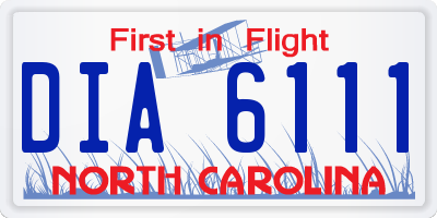 NC license plate DIA6111