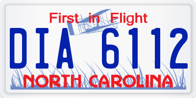 NC license plate DIA6112