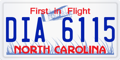 NC license plate DIA6115