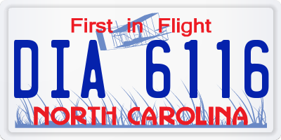 NC license plate DIA6116