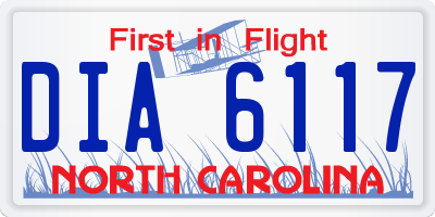 NC license plate DIA6117
