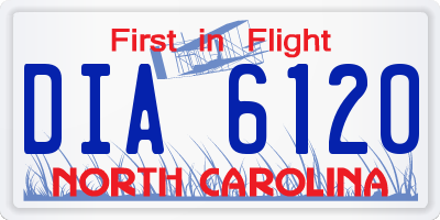 NC license plate DIA6120