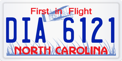 NC license plate DIA6121