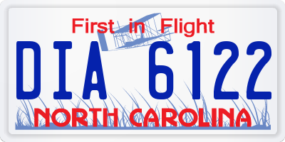 NC license plate DIA6122