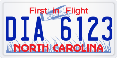 NC license plate DIA6123