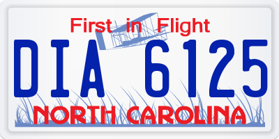 NC license plate DIA6125