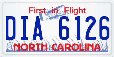 NC license plate DIA6126